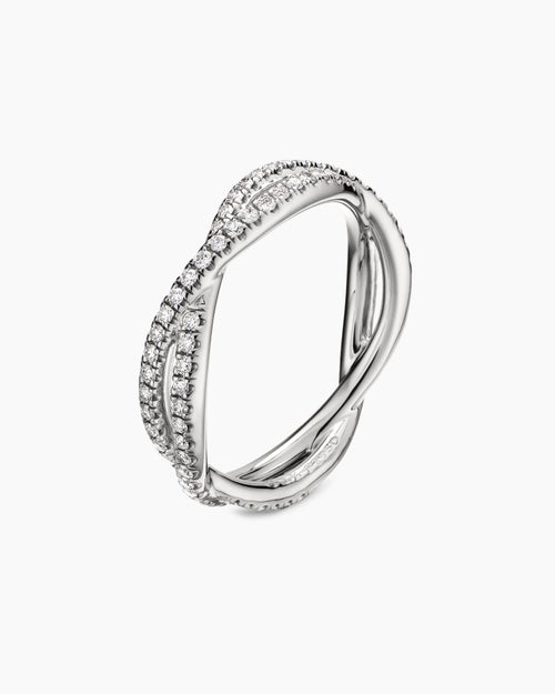 Womens DY Infinity Band Ring in Platinum with Diamonds, 4.18mm