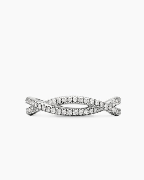 Womens DY Infinity Band Ring in Platinum with Diamonds, 4.18mm