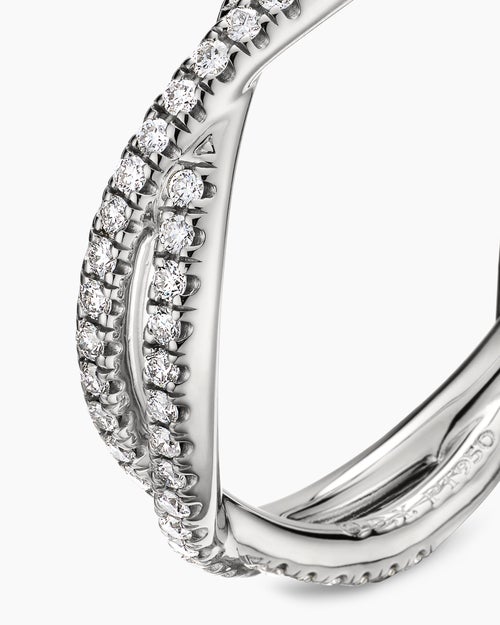 Womens DY Infinity Band Ring in Platinum with Diamonds, 4.18mm