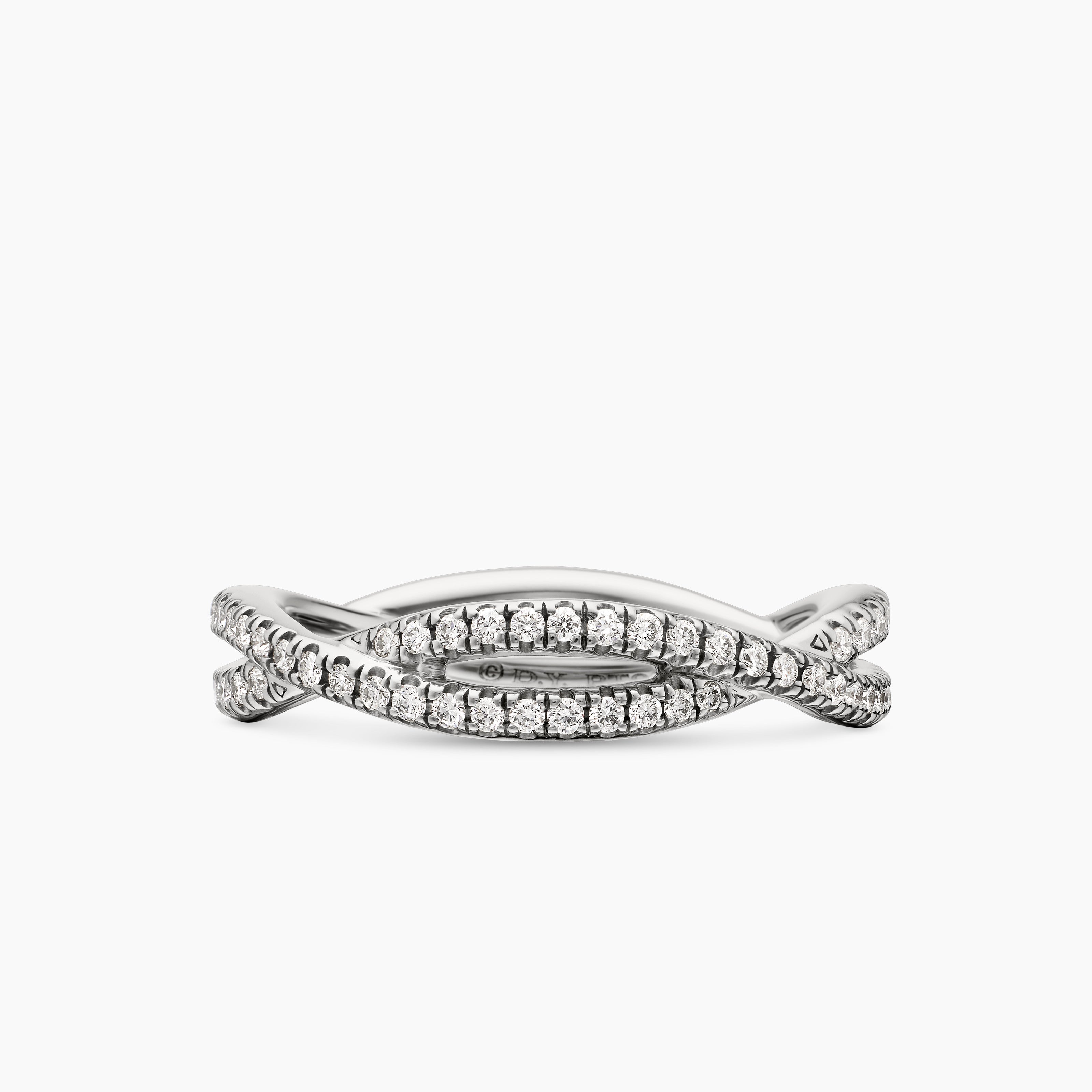 Womens DY Infinity Band Ring in Platinum with Diamonds, 4.18mm
