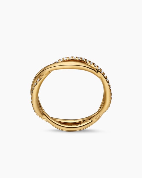 Womens DY Infinity Band Ring in 18K Yellow Gold with Diamonds, 4.18mm