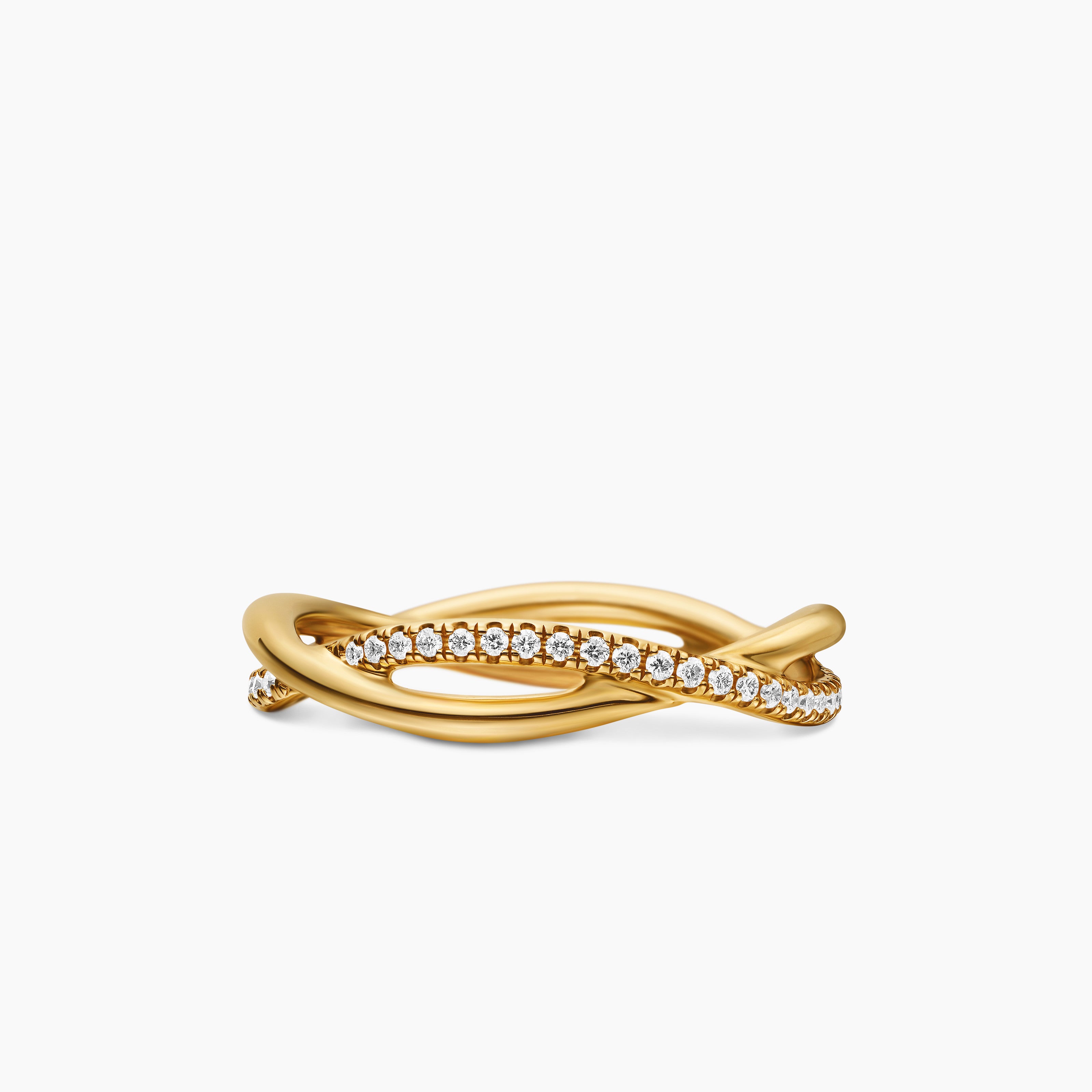 Womens DY Infinity Band Ring in 18K Yellow Gold with Diamonds, 4.18mm