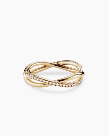 DY Infinity Band Ring in 18K Yellow Gold with Diamonds, 4.18mm