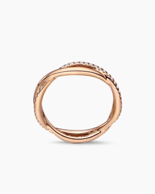Womens DY Infinity Band Ring in 18K Rose Gold with Diamonds, 4.18mm