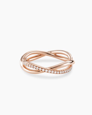 DY Infinity Band Ring in 18K Rose Gold with Diamonds, 4.18mm
