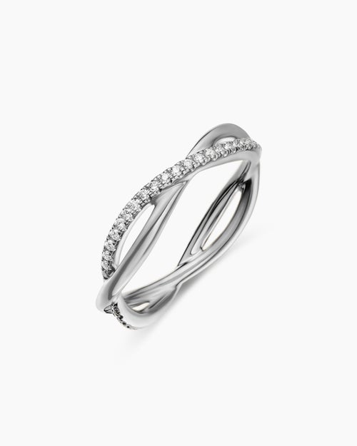 Womens DY Infinity Band Ring in Platinum with Diamonds, 4.18mm
