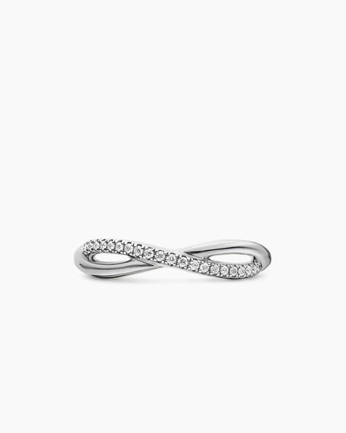 Womens DY Infinity Band Ring in Platinum with Diamonds, 4.18mm