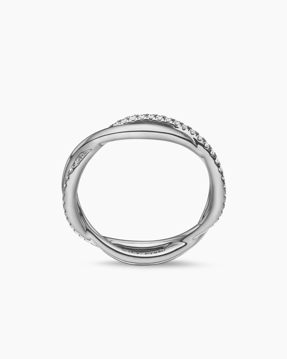 Womens DY Infinity Band Ring in Platinum with Diamonds, 4.18mm