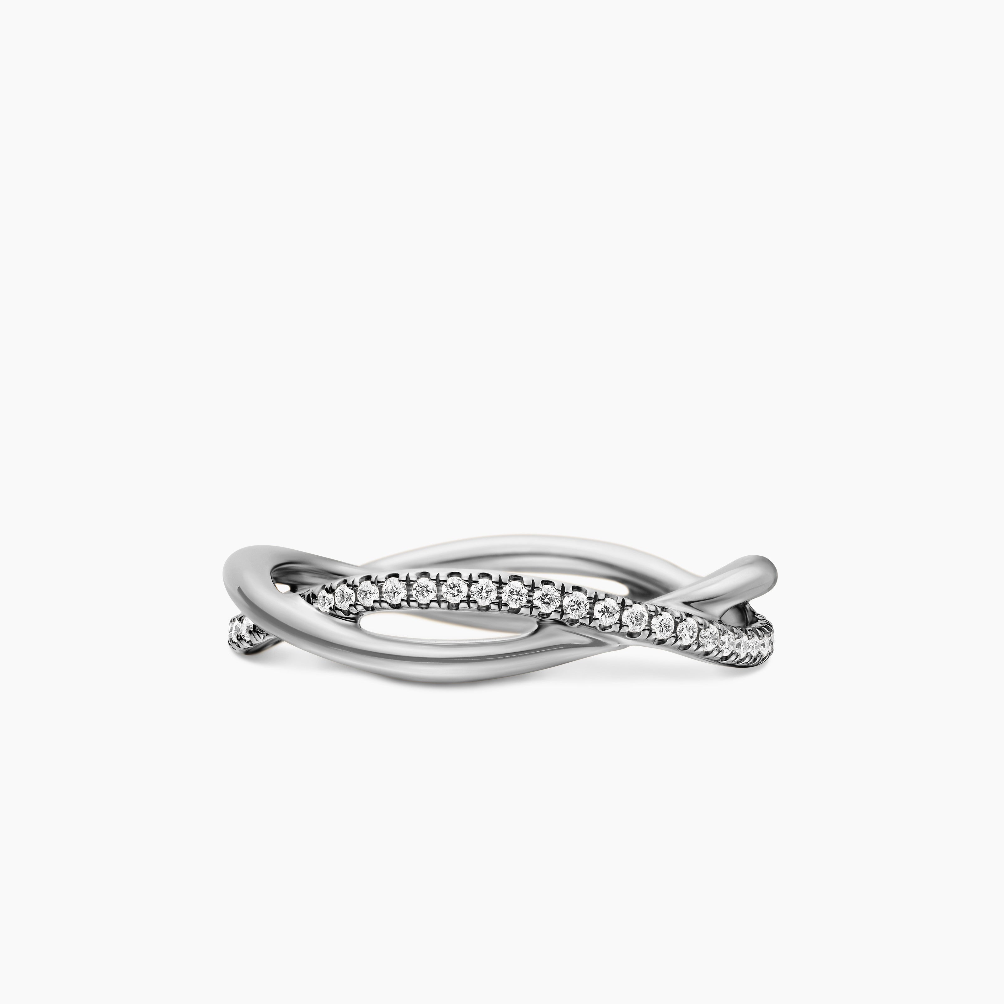 Womens DY Infinity Band Ring in Platinum with Diamonds, 4.18mm