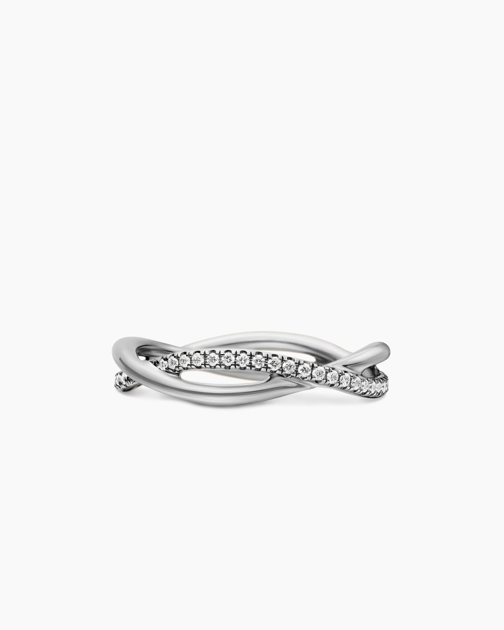 Womens DY Infinity Band Ring in Platinum with Diamonds, 4.18mm