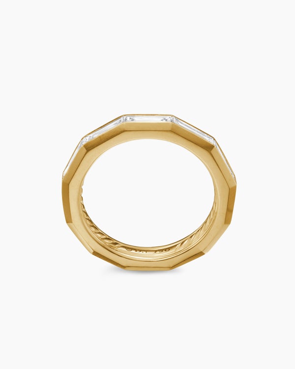 DY Delaunay Band Ring in 18K Yellow Gold with Baguette Diamonds, 3.2mm