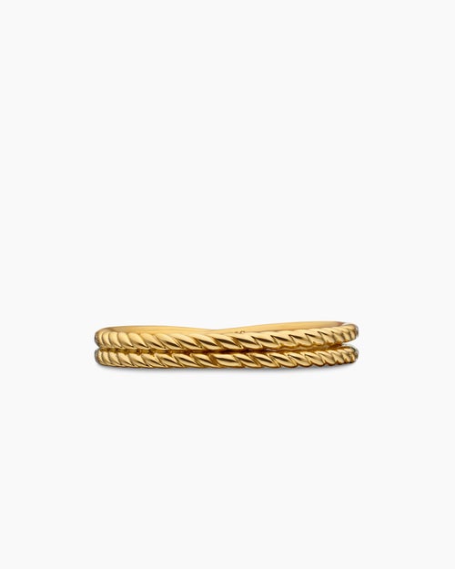 Womens DY Crossover Micro Pavé Band Ring in 18K Yellow Gold, 3.14mm