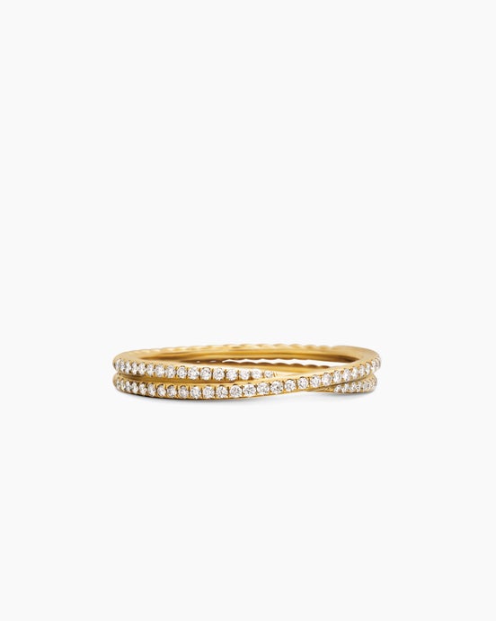 DY Crossover® Micro Pavé Band Ring in 18K Yellow Gold with Pavé Diamonds, 3.14mm