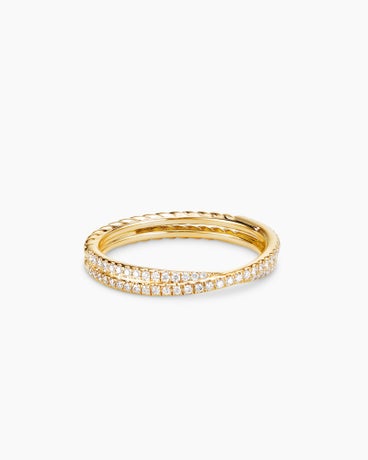 DY Crossover® Micro Pavé Band Ring in 18K Yellow Gold with Pavé Diamonds, 3.14mm