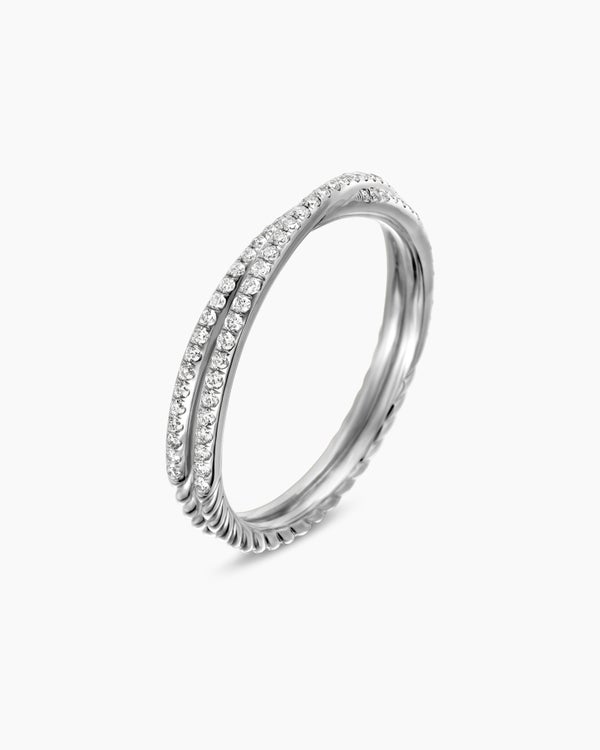 DY Crossover Micro Pavé Band Ring in Platinum, 3.14mm