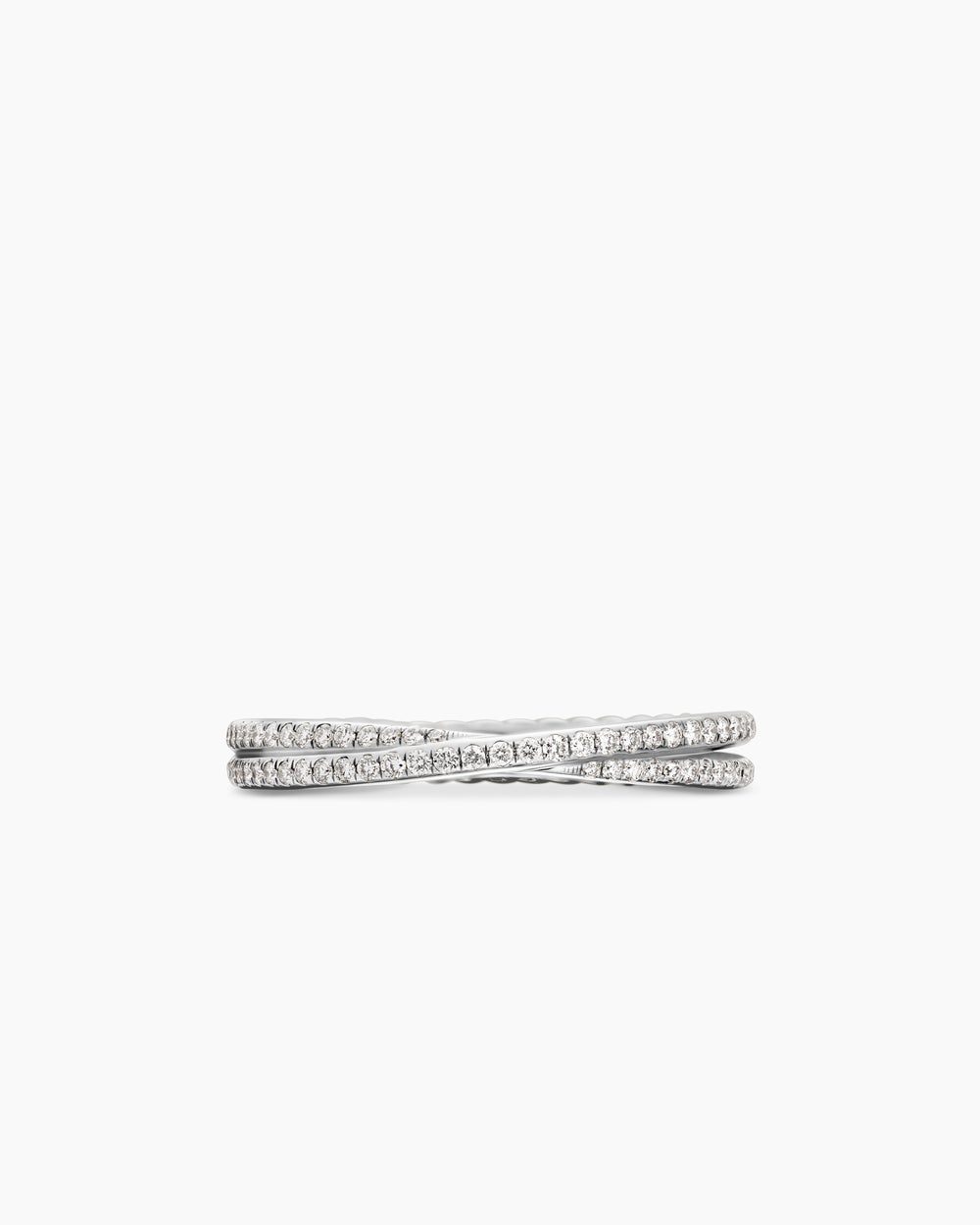 Womens DY Crossover Micro Pavé Band Ring in Platinum, 3.14mm