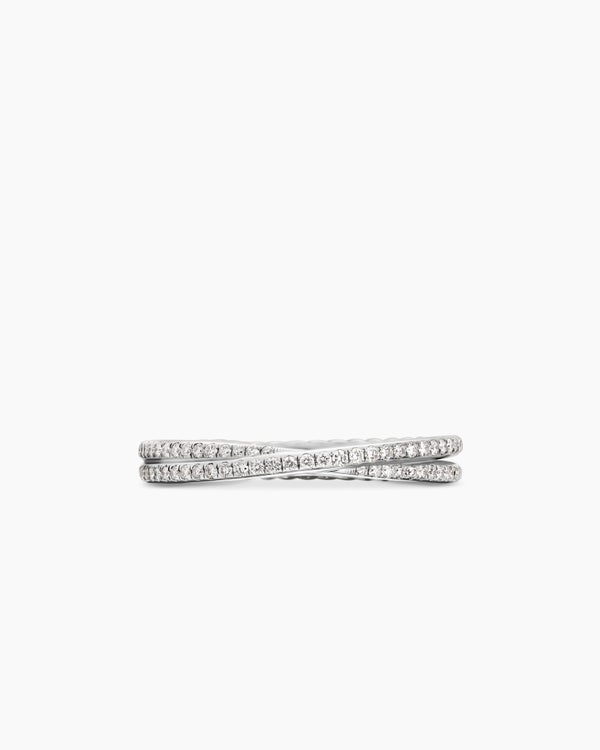 DY Crossover Micro Pavé Band Ring in Platinum, 3.14mm