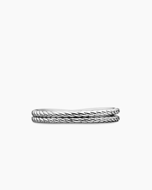 Womens DY Crossover Micro Pavé Band Ring in Platinum, 3.14mm
