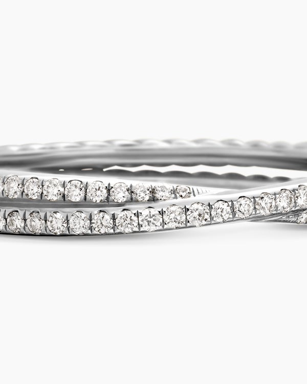 DY Crossover Micro Pavé Band Ring in Platinum, 3.14mm