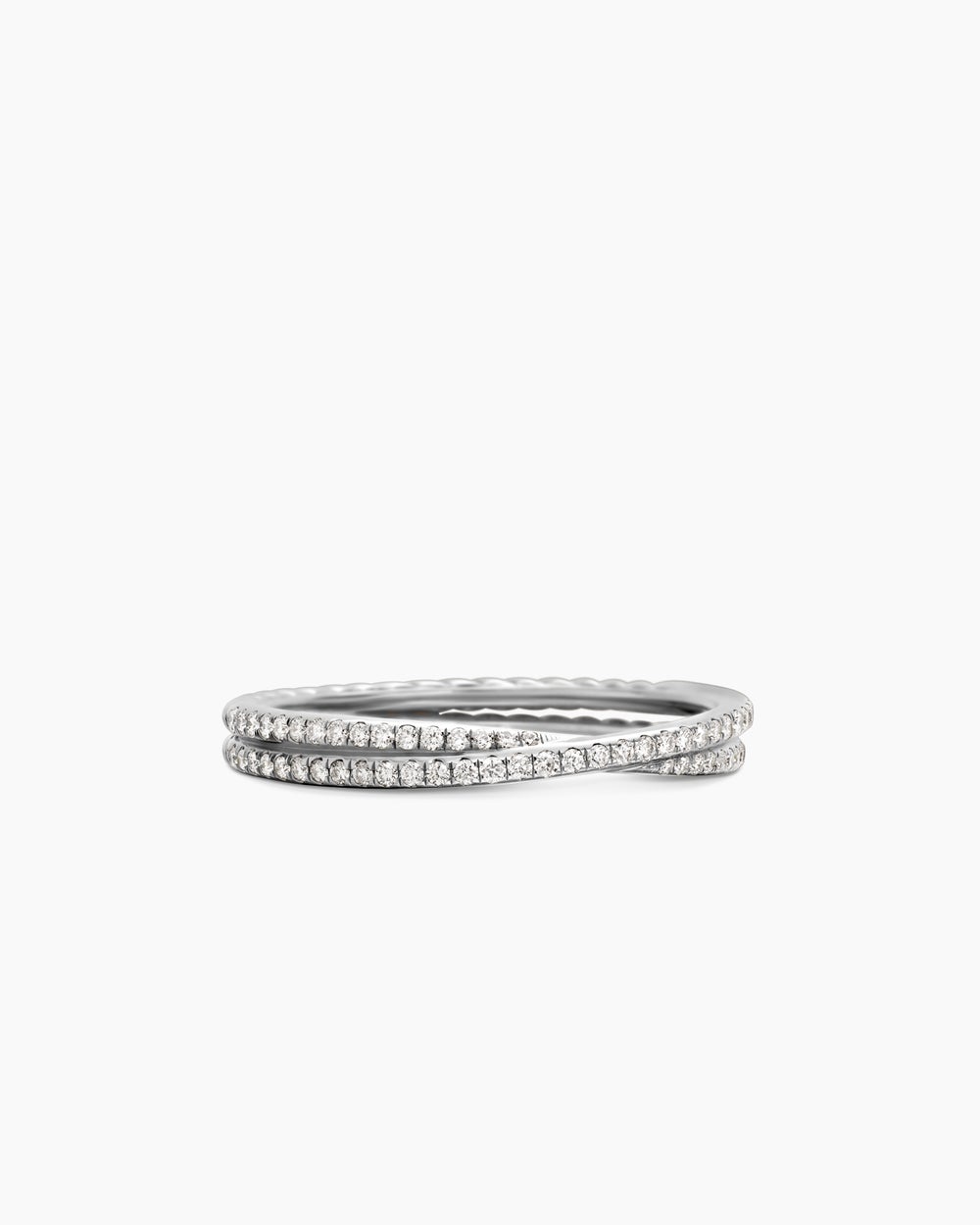 Womens DY Crossover Micro Pavé Band Ring in Platinum, 3.14mm