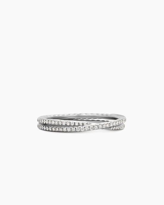 DY Crossover® Micro Pavé Band Ring in Platinum with Pavé Diamonds, 3.14mm