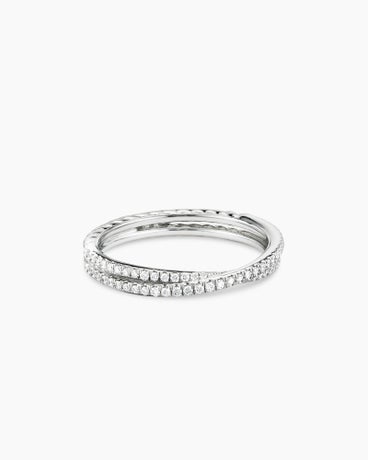 DY Crossover® Micro Pavé Band Ring in Platinum with Pavé Diamonds, 3.14mm