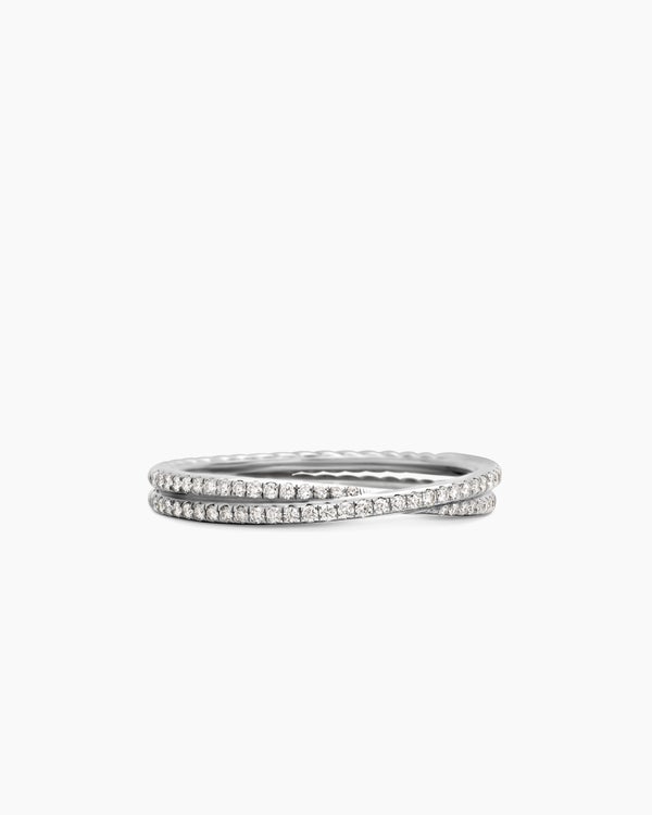 DY Crossover Micro Pavé Band Ring in Platinum, 3.14mm