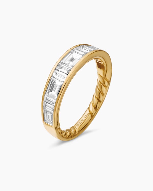 DY Eden Band Ring in 18K Yellow Gold with Baguette Diamonds, 4.8mm