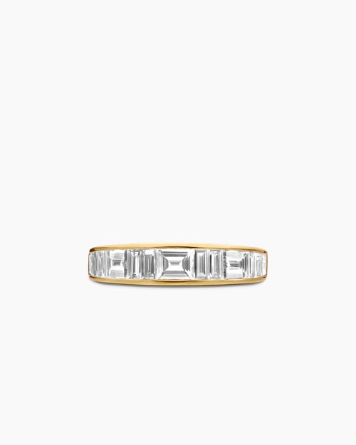Womens DY Eden Band Ring in 18K Yellow Gold with Baguette Diamonds, 4.8mm