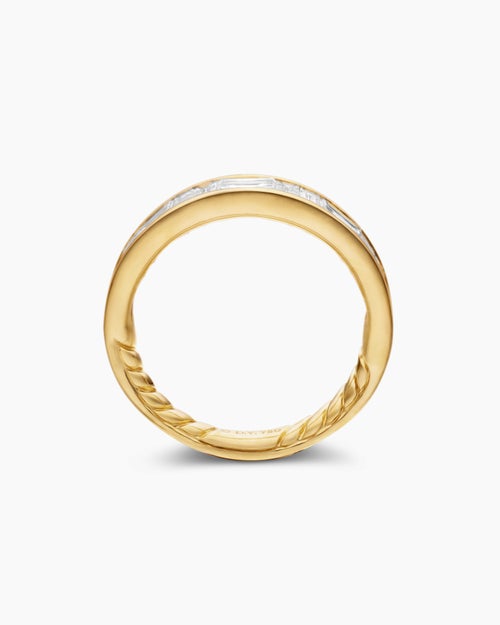Womens DY Eden Band Ring in 18K Yellow Gold with Baguette Diamonds, 4.8mm