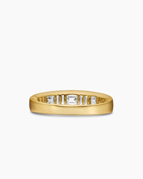 Womens DY Eden Band Ring in 18K Yellow Gold with Baguette Diamonds, 4.8mm