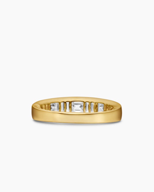 DY Eden Band Ring in 18K Yellow Gold with Baguette Diamonds, 4.8mm