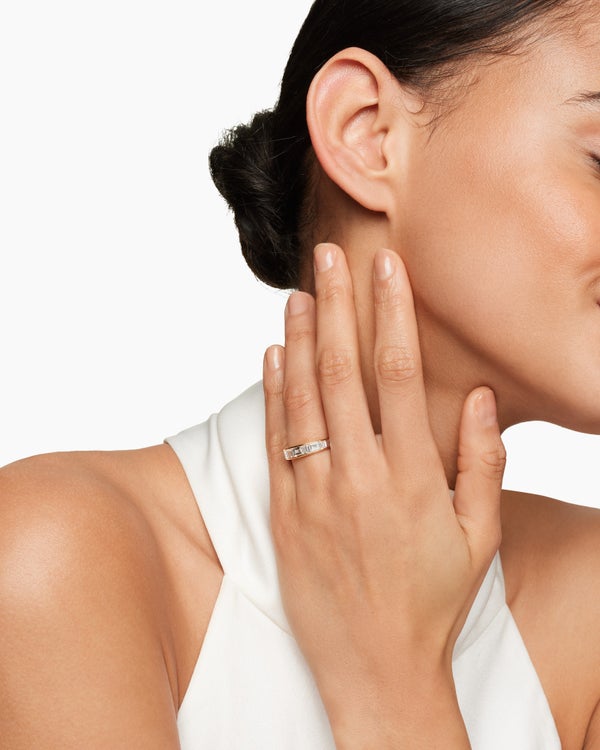 DY Eden Band Ring in 18K Yellow Gold with Baguette Diamonds, 4.8mm