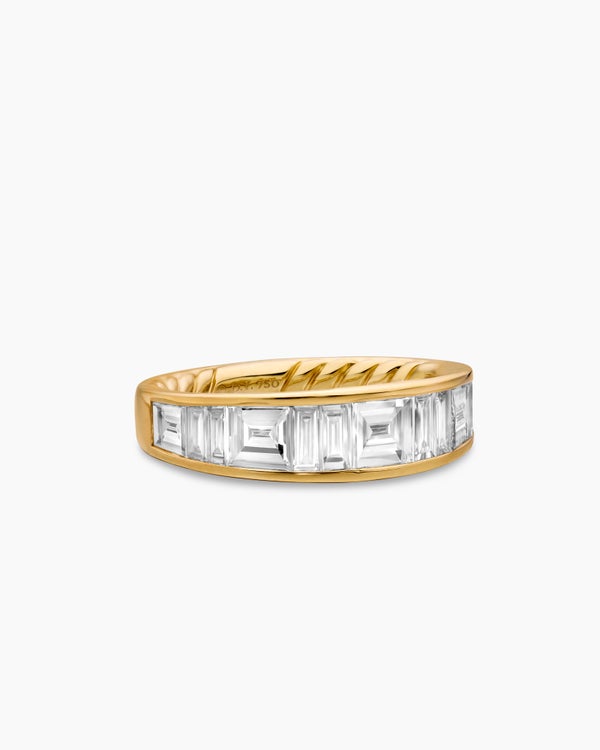DY Eden Band Ring in 18K Yellow Gold with Baguette Diamonds, 4.8mm