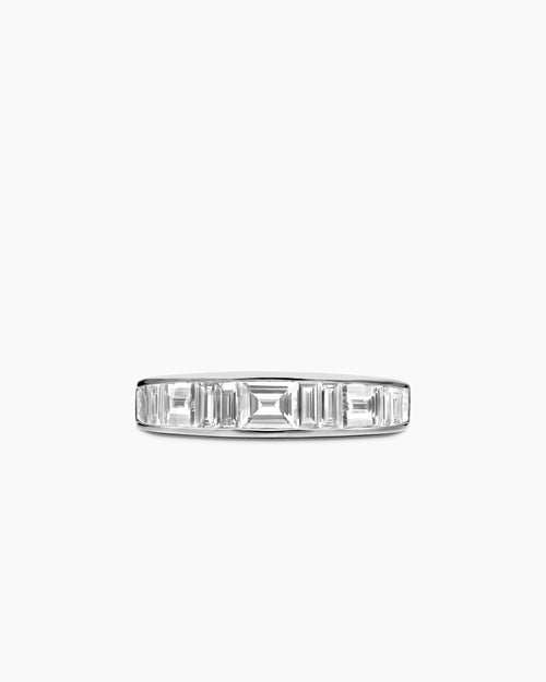 Womens DY Eden Band Ring in Platinum with Baguette Diamonds, 4.8mm