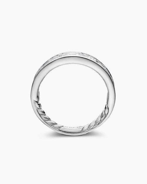 Womens DY Eden Band Ring in Platinum with Baguette Diamonds, 4.8mm