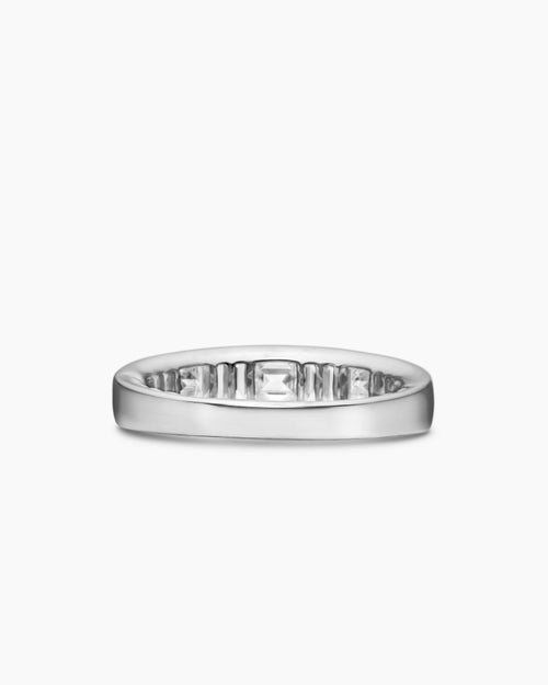 Womens DY Eden Band Ring in Platinum with Baguette Diamonds, 4.8mm