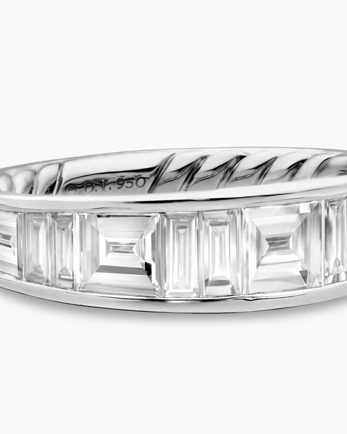 Womens DY Eden Band Ring in Platinum with Baguette Diamonds, 4.8mm