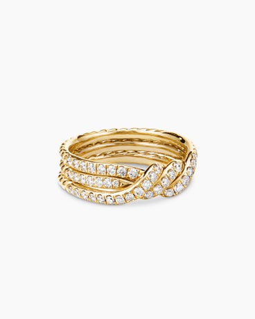 Continuance Three Row Band Ring in 18K Yellow Gold with Diamonds, 6mm