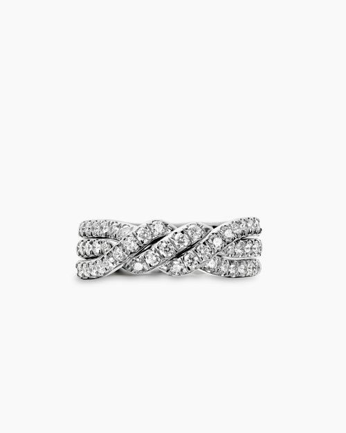 Womens Continuance Three Row Band Ring in Platinum with Diamonds, 6mm