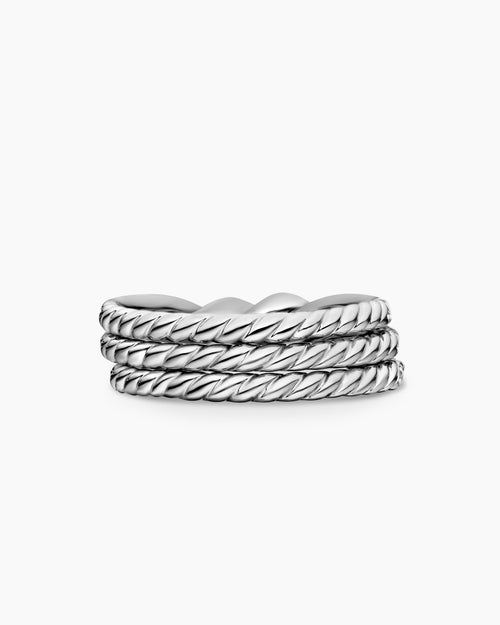 Womens Continuance Three Row Band Ring in Platinum with Diamonds, 6mm