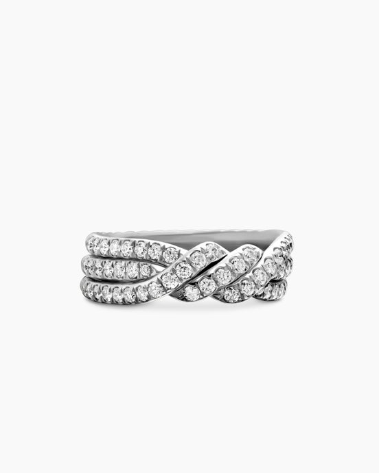 Continuance Three Row Band Ring in Platinum with Diamonds, 6mm