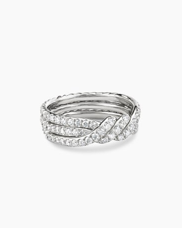Continuance® Three Row Band Ring in Platinum with Diamonds, 6mm