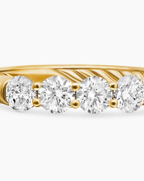 Womens DY Eden Partway Band Ring in 18K Yellow Gold with Diamonds, 2.5mm