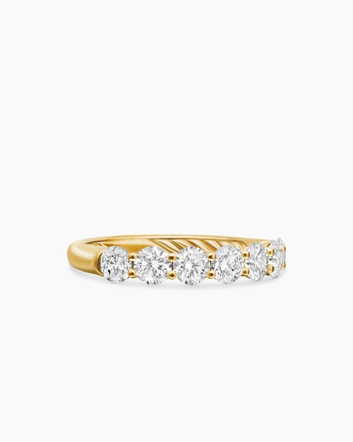 Womens DY Eden Partway Band Ring in 18K Yellow Gold with Diamonds, 2.5mm
