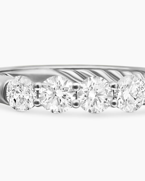 Womens DY Eden Partway Band Ring in Platinum with Diamonds, 2.5mm