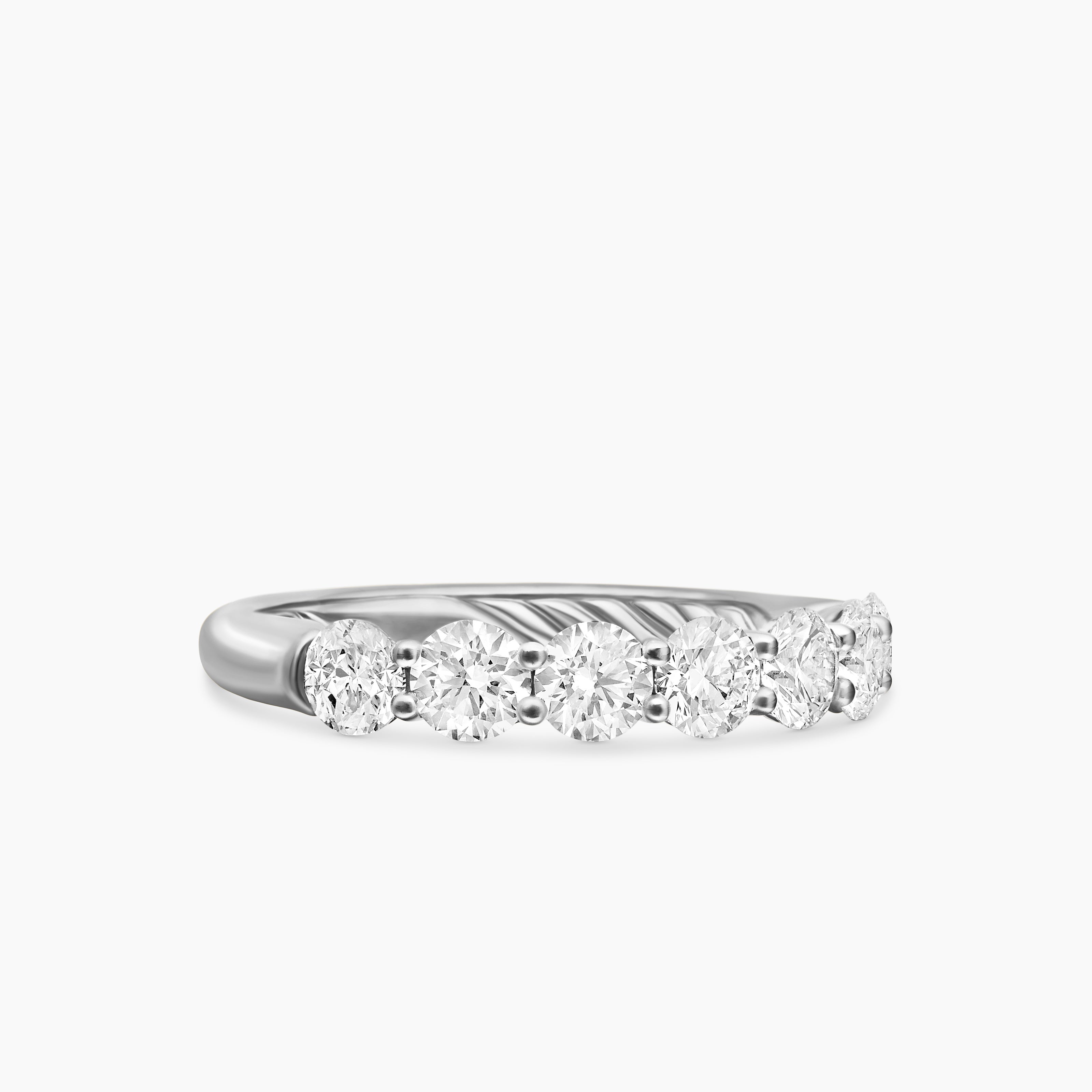 Womens DY Eden Partway Band Ring in Platinum with Diamonds, 2.5mm
