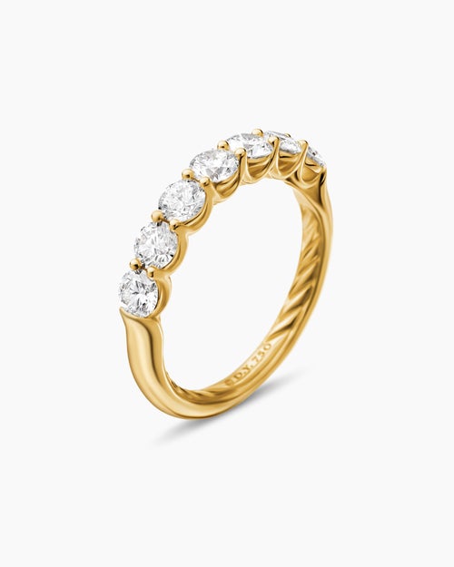 Womens DY Eden Partway Band Ring in 18K Yellow Gold with Diamonds, 3.4mm