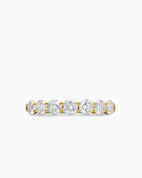 Womens DY Eden Partway Band Ring in 18K Yellow Gold with Diamonds, 3.4mm