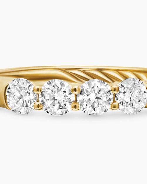 Womens DY Eden Partway Band Ring in 18K Yellow Gold with Diamonds, 3.4mm